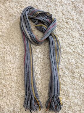 Barbarossa Italian Wool Colorful Striped  Fringe Knit Scarf